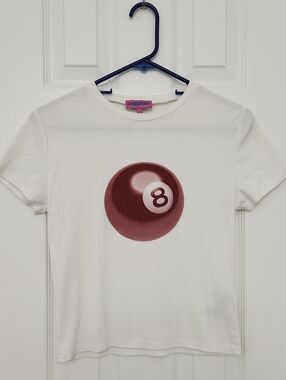 Edikted White Tee with Pink 8 Ball Logo
